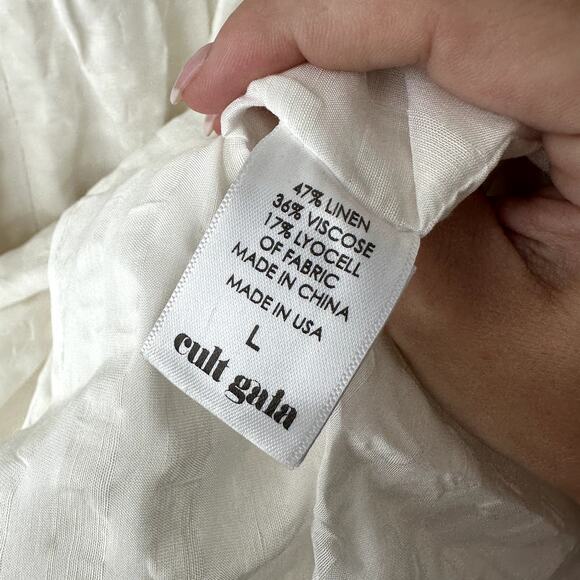 Cult Gaia Simona Seersucker Linen Midi Dress - Picture 6 of 7